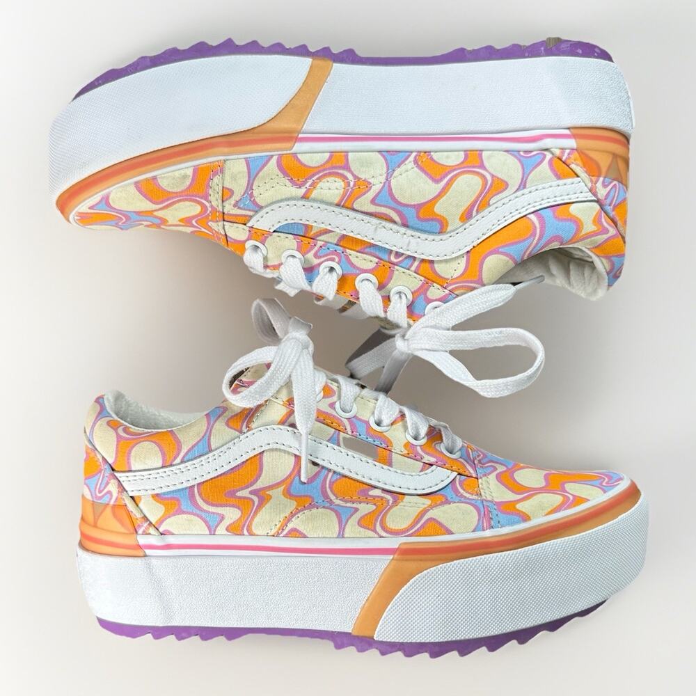 Vans Old Skool Stacked UV Activated Peace Sign Platform Sneakers Women's SZ 7 - Picture 3 of 11